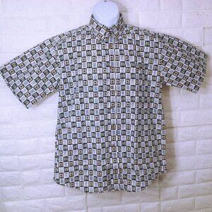 NWOT Vintage 90s Trader Bay Shirt -M Pocket SSL Button-Down Casual Check Squares